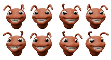 Obraz premium Ant cartoon characters friendly faces