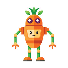 Cute cartoon carrot robot isolated on white background