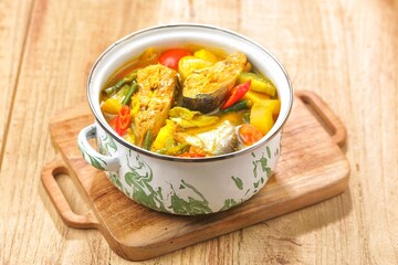Sayur Asem Patin atau Gangan Asem. This typical South Kalimantan sour vegetable tastes really fresh, because it uses catfish stock