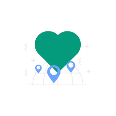 Simple heart shape icon representing a favorite place or location