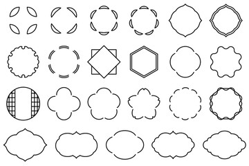 シンプルな和風の装飾イラストセット　吹き出し　あしらい　フレーム