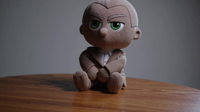 Poup&eacute;e en costume sur une table en bois