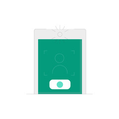 Modern mobile phone icon representing a person taking a selfie with a smartphone camera