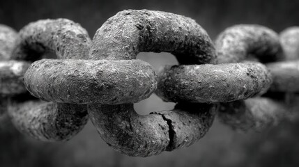 Close-Up View of Rusty Metal Chain Links with Detailed Texture