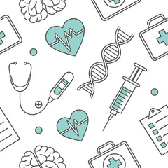 Medical seamless pattern healthcare symbols vector illustration
