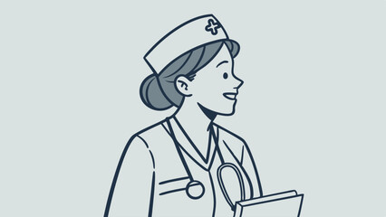 Professional Female Nurse Illustration with Stethoscope and Cap