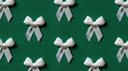 White ribbons elegantly placed on a vibrant green background. A symbolic representation of peace, hope, and awareness.