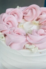 Simple elegant vanilla raspberry cake with buttercream icing