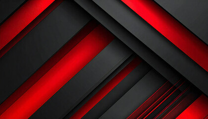 Fototapeta premium 黒と赤の幾何学の物体がある空間。3D。立体的なブロックスタイル。Space with black and red geometric objects. 3D. Three-dimensional block style.