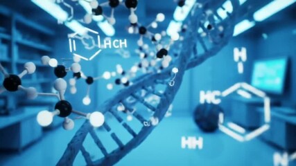 animation of DNA strands and technology background - Powered by Adobe