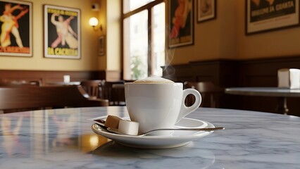 Fototapeta premium Espresso Coffee in Elegant Café Setting