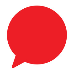 Flat bottom red speech bubble icon with clean design and communication theme