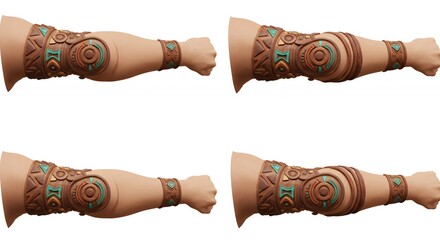 Leather arm bands in tribal design