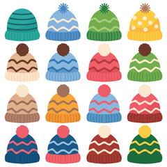 Winter ski hat with pom pom snowflake vector