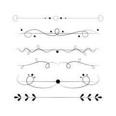 Set of black lines ornaments, frames for illustrations on a white background - Vector illustration
