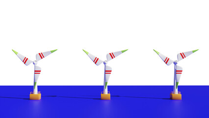 Wind turbine isolated on white background. Image 3D rendering.