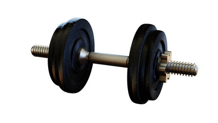 Metal dumbbell isolated on white background. Gym, fitness and sports equipment symbol. 3D rendering image.