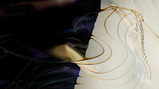 Abstract wavy 3D render of light refractions
