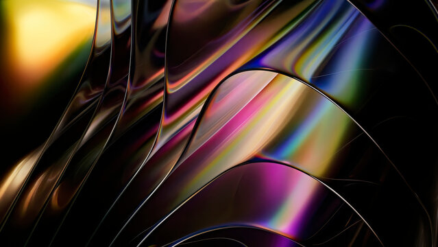 Abstract wavy 3D render of light refractions