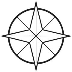 Fototapeta premium Outline of a compass rose with white background.