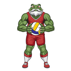 volleyball mascot frog vector illustration frog volleyball design