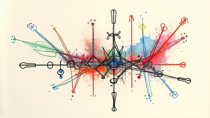 Naklejka premium Vibrant Abstract Art Flux_Dev_Energy and Form in Textured Off-White