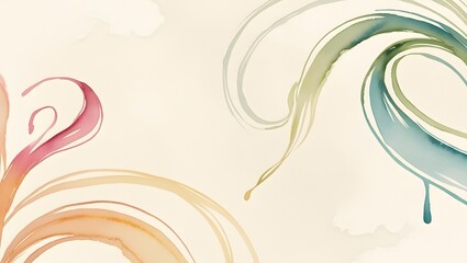 Delicate Expressive Handdrawn Swirls Abstract Watercolor Artwork