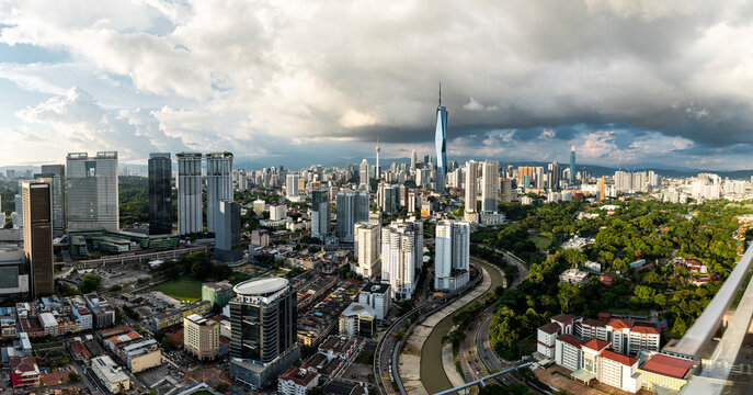 Panoramic cityscape of Kuala Lumpur downtown skyline