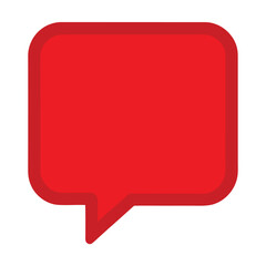 Red square tail speech bubble icon with helvetica and courier fonts