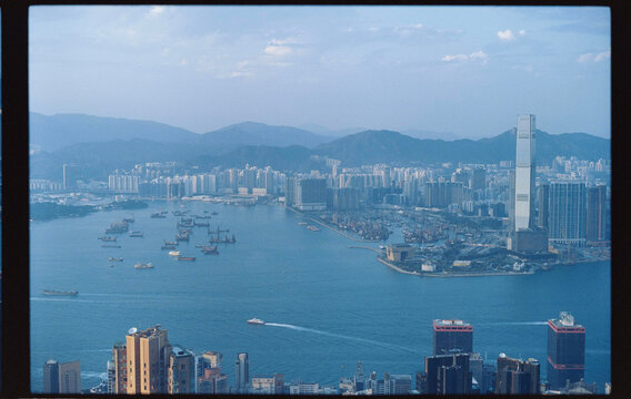 Panoramic View of Kowloon Bay with Shipping Traffic