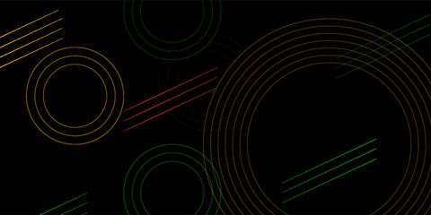 Abstract black background with overlapping circular lines and diagonal lines.