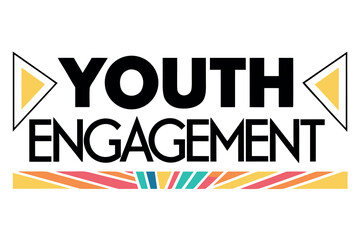 Youth Engagement Text Graphic with Triangles and Colorful Stripes