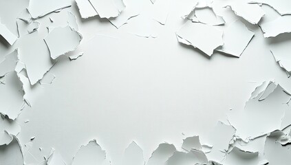 White paper shards, fragmented, frame