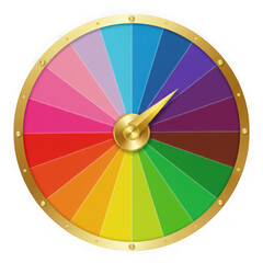 Obraz premium 3d colorful fortune wheel with golden pointer on transparent background