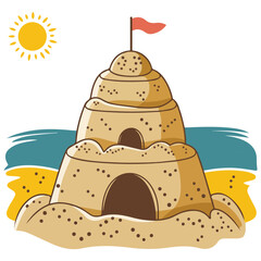 Sand castle beach vacation toy vector