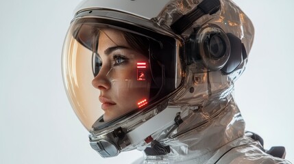 Close-up Portrait of Astronaut with Modern Space Helmet Design