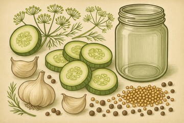 Preserving Pickled Cucumbers, A Canning Arrangement Still Life
