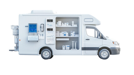 Obraz premium Mobile Medical Unit with Advanced Technology and Equipment for Healthcare Services On-the-Go