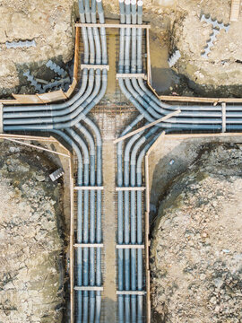 Underground Utility Junction Installation Aerial Construction