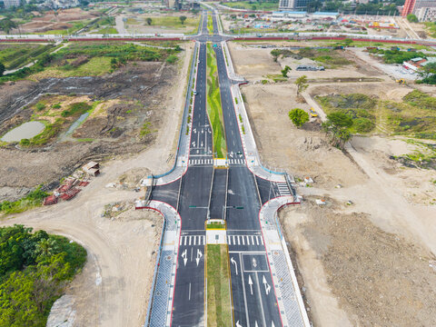 Aerial View of New Urban Road and Construction Site