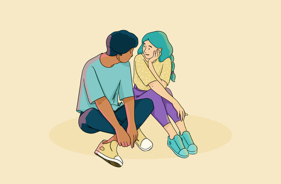 Young couple talking and sharing a moment together - Powered by Adobe