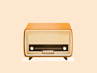 Orange vintage radio evoking memories 