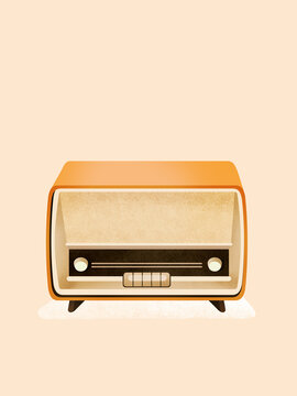 Vintage orange radio broadcasting nostalgic audio memories