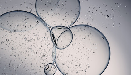 Abstract View of Bubbles Intertwined with Water Droplets on a Gradient