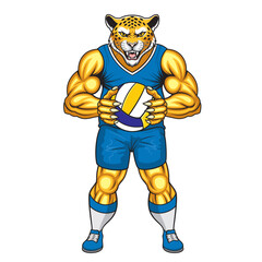 volleyball mascot jaguar vector illustration jaguar volleyball design