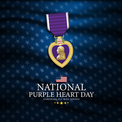 National Purple Heart Day August 7 Background Vector Illustration