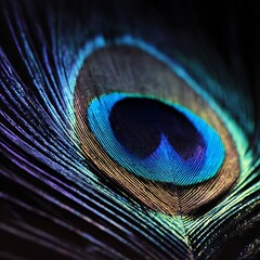 Fototapeta premium Peacock feather close-up, vibrant colors