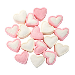 Obraz premium Adorable Pink and White Heart-Shaped Marshmallows Transparent Background PNG for Valentine's Day Designs and Sweet Treats - High-Resolution Image