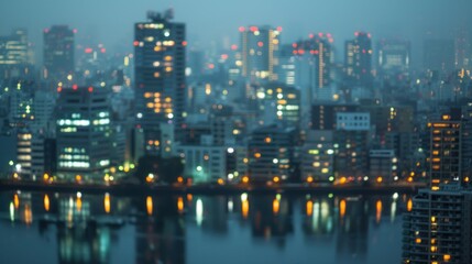 Blurred cityscape night reflection