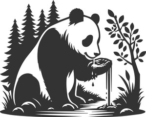 Panda bear silhouette vector illustration